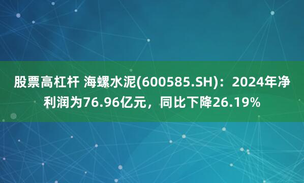 股票高杠杆 海螺水泥(600585.SH)：2024年净利润为76.96亿元，同比下降26.19%