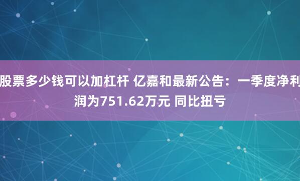 股票多少钱可以加杠杆 亿嘉和最新公告：一季度净利润为751.62万元 同比扭亏